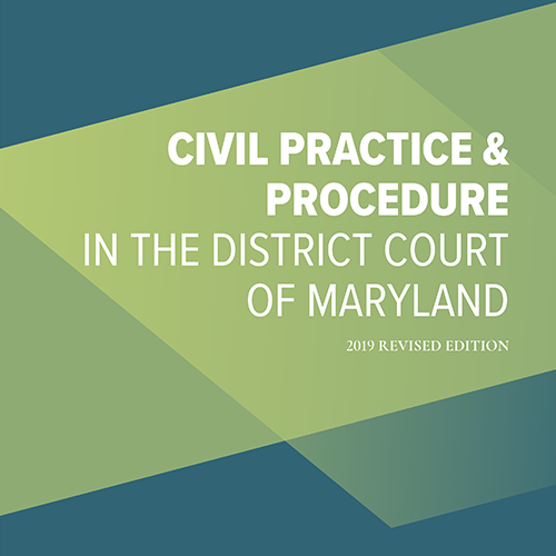 Green and blue book cover with title Civil Practice & Procedure in the District Court of Maryland.
