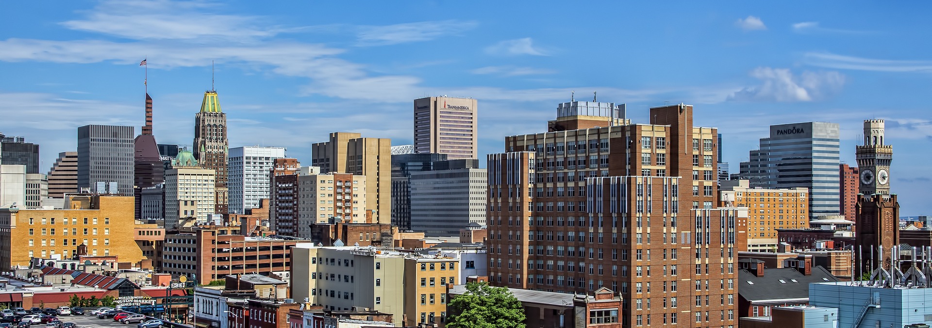 City of Baltimore skyline on a sunny day.