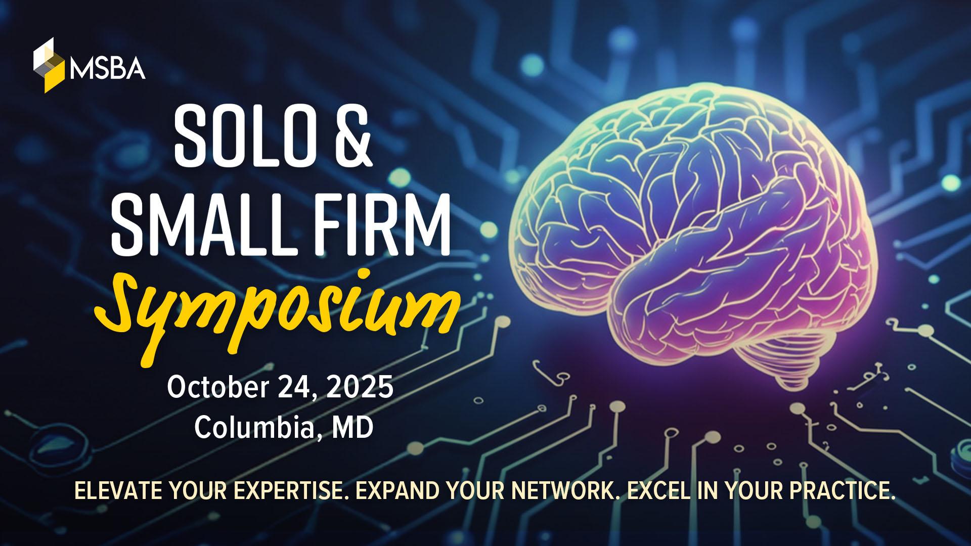 A brain graphic and text Solo & Small Firm Symposium